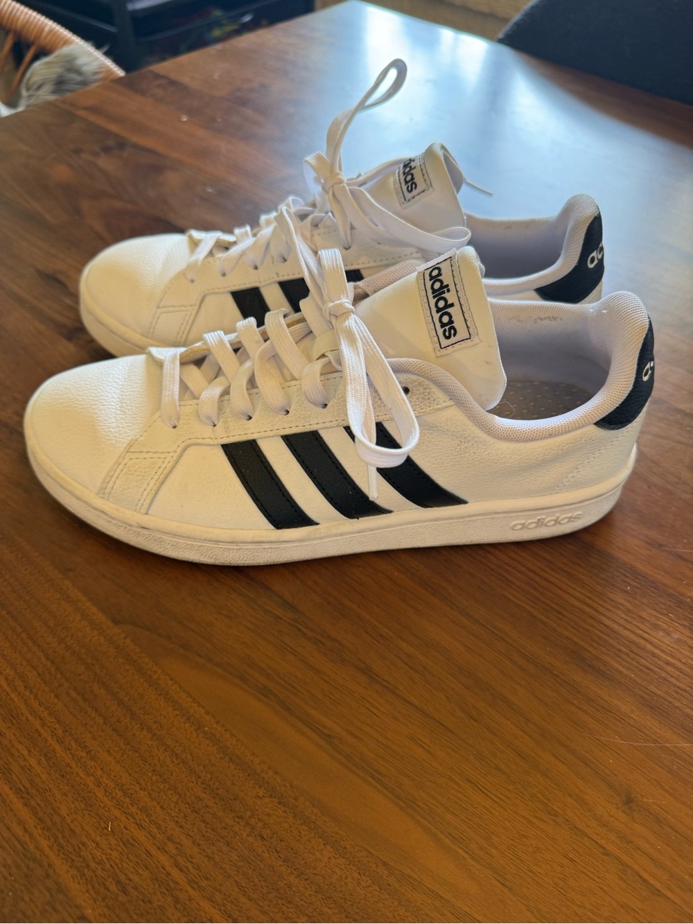 adidas White and Black cloudfoam comfort grand court women's size 8